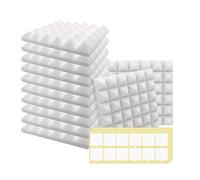 SK Studio Lot de 12 Panneaux de Mousse Acoustique, Mousse Anti-bruit Panneaux Acoustiques Ignifuges, adhésif double face pour Studios D'enregistrement Blanc, 30x30x5cm