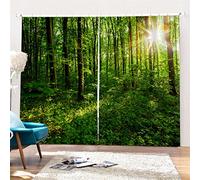 SK Studio Lot de 2 Rideaux Occultant Isolant Thermique Imperméables avec Forest Beach Motif 3D pour Salon Chambre Style 14, 140x210cm