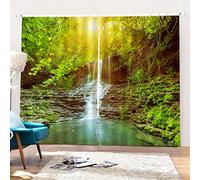 SK Studio Lot de 2 Rideaux Occultant Isolant Thermique Imperméables avec Forest Beach Motif 3D pour Salon Chambre Style 16, 203x213cm