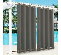 SK Studio Rideau Exterieur Terrasse imperméable Rideau Pergola Extérieur Occultants à Double œillet à Isolation Thermique pour Les Jardins, Pavillons 1 Panneau Gris 2, 132x213cm
