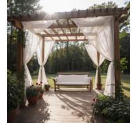 SK Studio Rideau Extérieur, Voilage Extérieurs Imperméables Lumière Filtrer Transparent pour Pergola, Cabanon Jardin, Gazebo, 1 Pièce Blanc, 160x305cm