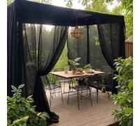SK Studio Rideau Extérieur, Voilage Extérieurs Imperméables Lumière Filtrer Transparent pour Pergola, Cabanon Jardin, Gazebo, 2 Pièces Noir, 160x213cm