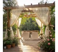 SK Studio Rideau Extérieur, Voilage Extérieurs Imperméables Lumière Filtrer Transparent pour Pergola, Cabanon Jardin, Gazebo, 1 Pièce Beige, 160x213cm