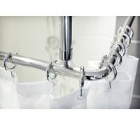 SK Support de Plafond en Aluminium Extra Long de 120 cm pour Rail d'angle, Barre de Douche, Rail de Rideau de Douche, Argent Brillant, sans Obstacle