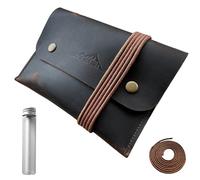 SK Wild Ones® Trousse de toilette médiévale en cuir véritable à suspendre et à lacets - Trousse de toilette en cuir pour kit de survie - Kit de gadget d'extérieur en acier à feu - Allumette éternelle