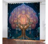 SK-YBB Arbre De La Vie Rideau Occultant Isolant Thermique 140x160cm Fantaisie Enfant GarçOn Fille Rideau Chambre Adulte eux Chambre d'enfant Pack de 2 PièCes