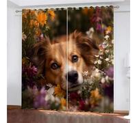 SK-YBB Chien Rideau Occultant Isolant Thermique 140x160cm Animal Enfant GarçOn Fille Rideau Chambre Adulte eux Chambre d'enfant Pack de 2 PièCes