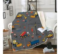 SK-YBB Couvertures et Plaids 150x200 cm Camion Pelle Plaid Couverture Polaire en Sherpa Voiture Animé Couverture Flanelle pour Enfant Impression numérique 3D
