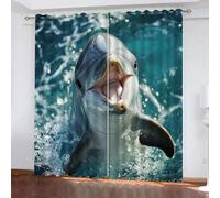 SK-YBB Dauphin Rideau Occultant Isolant Thermique 140x160cm Animal Enfant GarçOn Fille Rideau Chambre Adulte eux Chambre d'enfant Pack de 2 PièCes