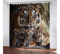 SK-YBB Mère Tigre Et Ses Petits Rideau Occultant Isolant Thermique 140x160cm Animal Enfant GarçOn Fille Rideau Chambre Adulte eux Chambre d'enfant Pack de 2 PièCes