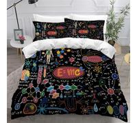 SK-YBB Parure de Lit 140x200 Enfant Chimie Physique Housses de Couettes 1 Personne Enfant Garçon Fille 3D Imprimé Formule Géométrique Ensemble de Literie 140x200+2 taies d'oreiller 65x65