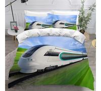 SK-YBB Parure de Lit 140x200 Enfant Tramway à Roues Libres Tram Housses de Couettes 1 Personne Enfant Garçon Fille 3D Imprimé City Train Ensemble de Literie 140x200+2 taies d'oreiller 65x65