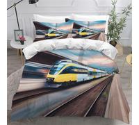 SK-YBB Parure de Lit 140x200 Enfant Tramway à Roues Libres Tram Housses de Couettes 1 Personne Enfant Garçon Fille 3D Imprimé City Train Ensemble de Literie 140x200+2 taies d'oreiller 65x65