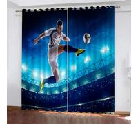 SK-YBB Rideaux Salon Football Rideau Occultant 140x240cm Bleu Anti Froid Anti Chaleur pour Chambre Salon Cuisine Bureau Maison Décoration