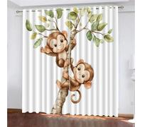 SK-YBB Singe Rideau Occultant Isolant Thermique 140x160cm Animal Enfant GarçOn Fille Rideau Chambre Adulte eux Chambre d'enfant Pack de 2 PièCes