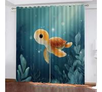 SK-YBB Tortue Rideau Occultant Isolant Thermique 140x160cm Animal Enfant GarçOn Fille Rideau Chambre Adulte eux Chambre d'enfant Pack de 2 PièCes