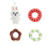 Sk-zoo Porte-clés en peluche avec 4 accessoires amovibles 10-12 cm Stray-kids Porte-clés Snoods remplaçable Wolf Chan Jiniret Bbokari Leebit, Leebit, 10-12 cm