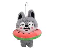 Sk-zoo Porte-clés en peluche « Stay » avec anneau amovible en forme de donut de 12 cm avec pendentif loup Chan Jiniret Bbokari, Wolf Chan, 12 cm