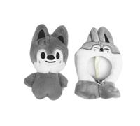 Sk-zoo Porte-clés en peluche « Stay » avec cape amovible 10 cm loup Chan Jiniret Bbokari, Wolf Chan, 10-12 cm