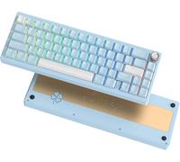 Sk65 V1 Clavier Mécanique De Jeu Sans Fil, Clavier 60% En Aluminium Bluetooth 5.0/2.4Ghz/Usb-C, Rétro-Éclairage Rgb Filaire Et Interchangeable À Chaud Pour Mac Computer Pc, Retro Crémeux Bleu