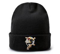 SK8 The Infi-nity Bonnets Homme, Bonnet en Tricot à Revers Extensible, Bonnet Rétro pour Action de Grâces/Nouvel an, Slouch(Black10)