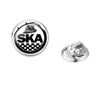 Ska Club Pin's rétro en verre avec motif carrés noirs et blancs Motif papillon, Métal