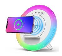 Skaaisont Chargeur Induction Chargeur sans Fil Enceinte Bluetooth Lumineuse Veilleuse Chevet Lampe de Chargeur Métal Cadeau Fille Cadeau Anniversaire Idee Cadeau Ado
