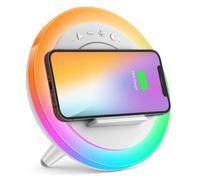 Skaaisont Enceinte Bluetooth Veilleuses, Lampe de Chevet avec Chargeur Sans Fil, Meilleures Idées Festival Cadeau Pour Fille, Garcon, Papa, Maman (Charge sans fil 5 W), Blanc