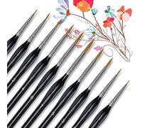 Skaaisont Pinceau Fin, 10 Pcs Poignées Triangulaires en Bois Pinceau Figurine pour Acrylique, Aquarelle, Huile, Peinture à l'Échelle de Modèle, Dessin au Trait Petit Pinceau Peinture
