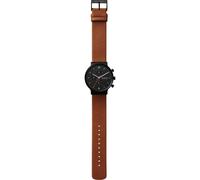 Skagen - Ancher Chronographe Montre en Cuir - Homme - Accessoires - Noir - Taille: ONE Size