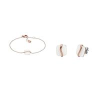 Skagen Bracelet et Boucles d'Oreilles Femme Sofie Sea Glass, Acier Inoxydable Doré Rosé, Set