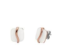 Skagen Clous d’oreilles Sofie Skagen, en verre de mer aux formes courbes, blanc, pour femme, SKJ1817791