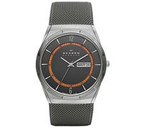 Skagen Montre pour homme Melbye Titanium, mouvement DayDate à trois aiguilles, boîtier de 40 mm en titane anthracite avec bracelet en maille d'acier inoxydable, SKW6007