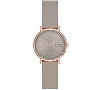 Skagen Montre pour femmes Signatur Lille, mouvement à deux aiguilles, boîtier de 30 mm en acier inoxydable recyclé or rose (au moins 50 %) avec bracelet en cuir écologique, SKW3060