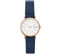Skagen Montre pour femmes Signatur Lille, mouvement à deux aiguilles, boîtier en acier inoxydable or rose de 30 mm avec bracelet en cuir, SKW2838