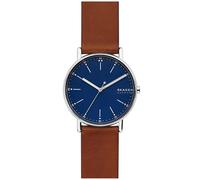 Skagen Montre à trois aiguilles Signatur pour hommes, bracelet en cuir de 40 mm