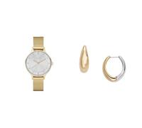 Skagen Femme Anita Lille Doré Acier Inoxydable Montre and Linje Modern Bicolore Acier Inoxydable Boucles d'oreilles, Coffret