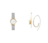 Skagen Femme Freja Lille Argenté Acier Inoxydable Montre and Kariana Doré Boucles d'oreilles, Coffret