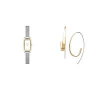 Skagen Femme Hagen Micro Argenté Acier Inoxydable Montre and Kariana Doré Boucles d'oreilles, Coffret