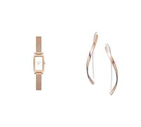 Skagen Femme Hagen Micro Rose Doré Acier Inoxydable Montre and Kariana Boucles d'oreilles, Coffret