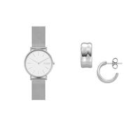 Skagen Femme Signatur Argenté Acier Inoxydable Montre and Anja Pebbles Boucles d'oreilles, Coffret