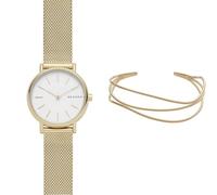 Skagen Femme Signatur Lille Doré Acier Inoxydable Montre and Kariana Doré Bracelet, Coffret