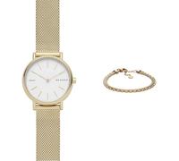 Skagen Femme Signatur Lille Doré Acier Inoxydable Montre and Merete Bracelet, Coffret