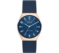 Skagen Grenen Montre pour Homme, Mouvehommet à Énergie Solaire, Bracelet en Acier Inoxydable Ou en Cuir, Bleu et ton or rose