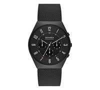 Skagen Grenen Montre pour Homme, Mouvehommet Chronographe, Bracelet en Acier Inoxydable Ou en Cuir, Noir
