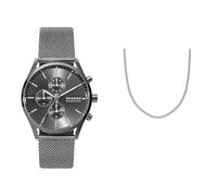 Skagen Homme Holst Gris Acier Inoxydable Montre and Argenté Collier, Coffret