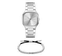 Skagen Homme Montre en Acier Inoxydable Argenté Mellem et Bracelet Pelle, Ensemble