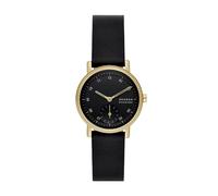 Skagen Kuppel Montre pour Femmes, Mouvement à Quartz avec Bracelet en Acier Inoxydable Ou en Cuir, Noir et Ton Or, 32Mm