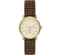 Skagen Kuppel Montre pour Femmes, Mouvement à Quartz avec Bracelet en Acier Inoxydable Ou en Cuir, Orange et Ton Or, 32Mm