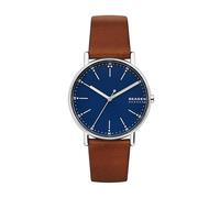 Skagen Montre à trois aiguilles Signatur pour hommes, bracelet en cuir de 40 mm